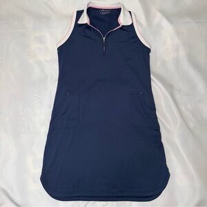 Peter Millar Polo‎ golf Dress navy pink and white size medium SPF 50